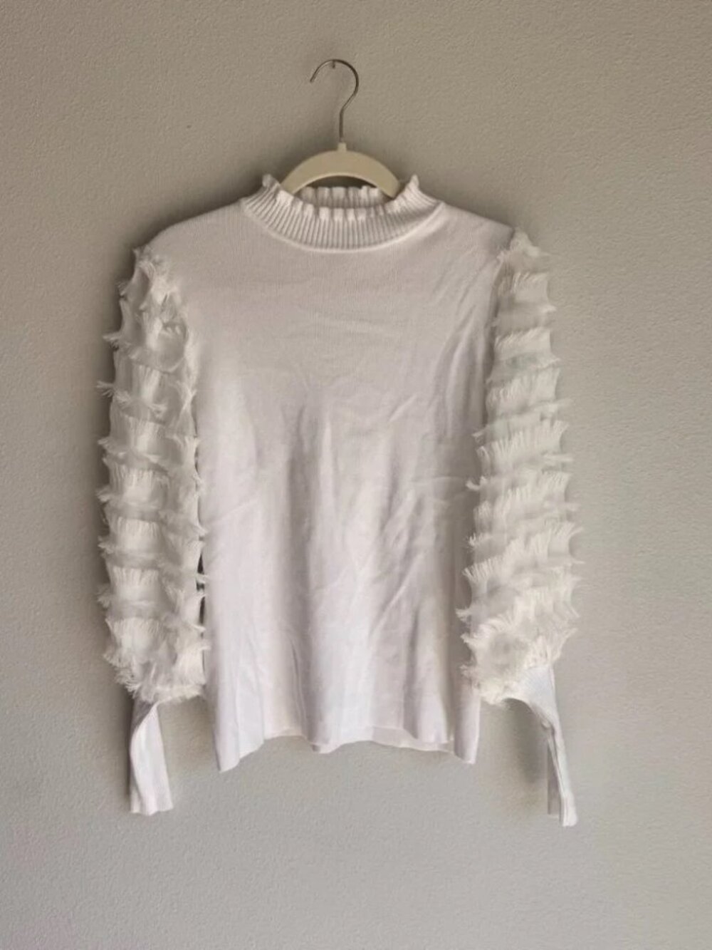 Sioni Fringe Trim Mock-Neck Sweater – Size M
